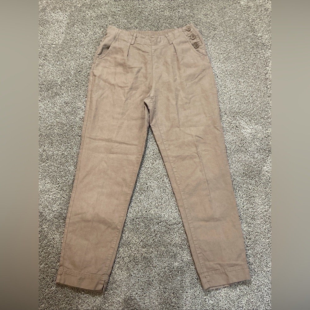 Womens Seasalt Cornwall Waterdance Side Button Trousers Size 4 Khaki Color